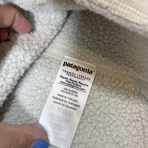 Patagonia Better Sweater Womens Large 1/4 Zip Pullover Off White Fleece Outdoors - Picture 5 of 9